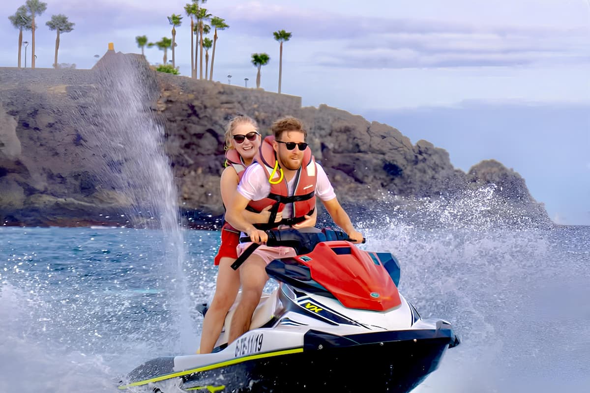 Water motorcycle safari for 2 people in yellow golf feels adrenaline! 🌊☀️